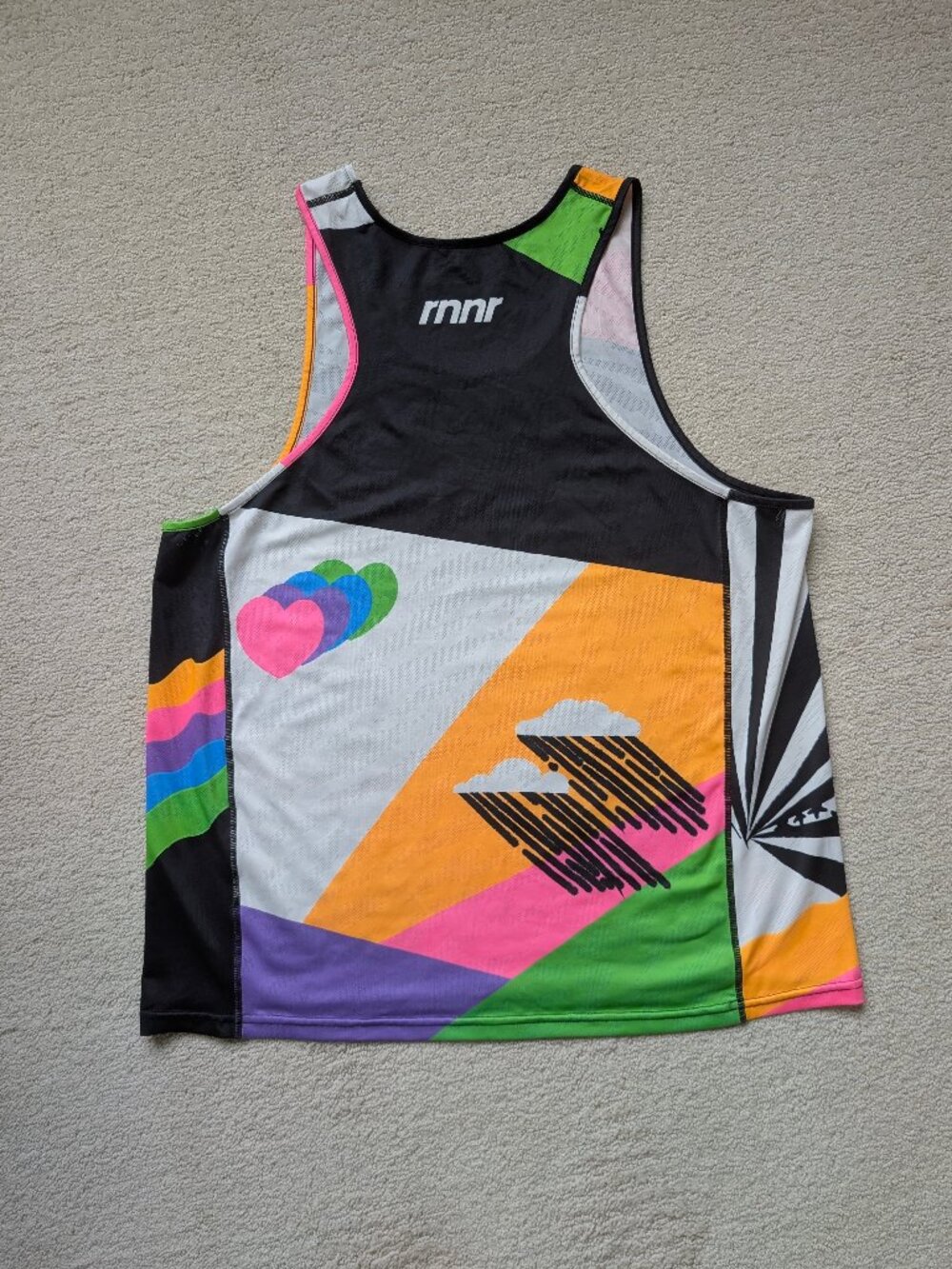 LN RNNR Rabbit Men's Large Vibrant Color Print Tank Top NEON Running Singlet EUC - Picture 2 of 15